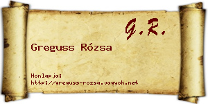 Greguss Rózsa névjegykártya