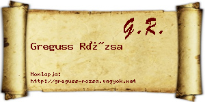 Greguss Rózsa névjegykártya